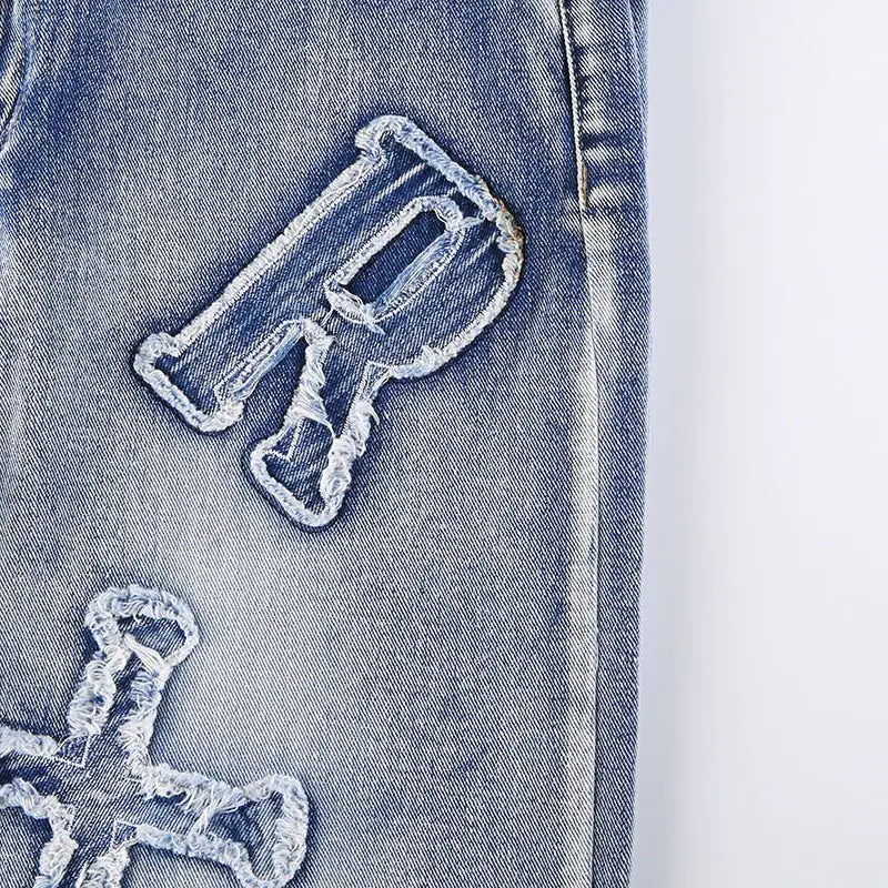 Alphabet Detail Straight Jeans-1