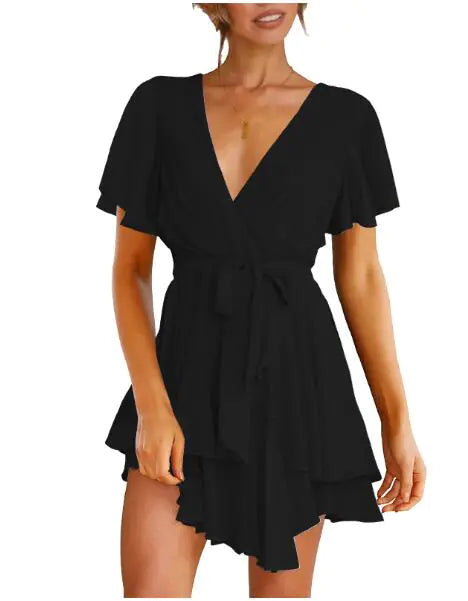 Chic Summer V-Neck Ruffle Dress-1