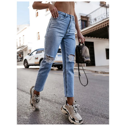 Trendy Ripped Straight-Leg Jeans-1