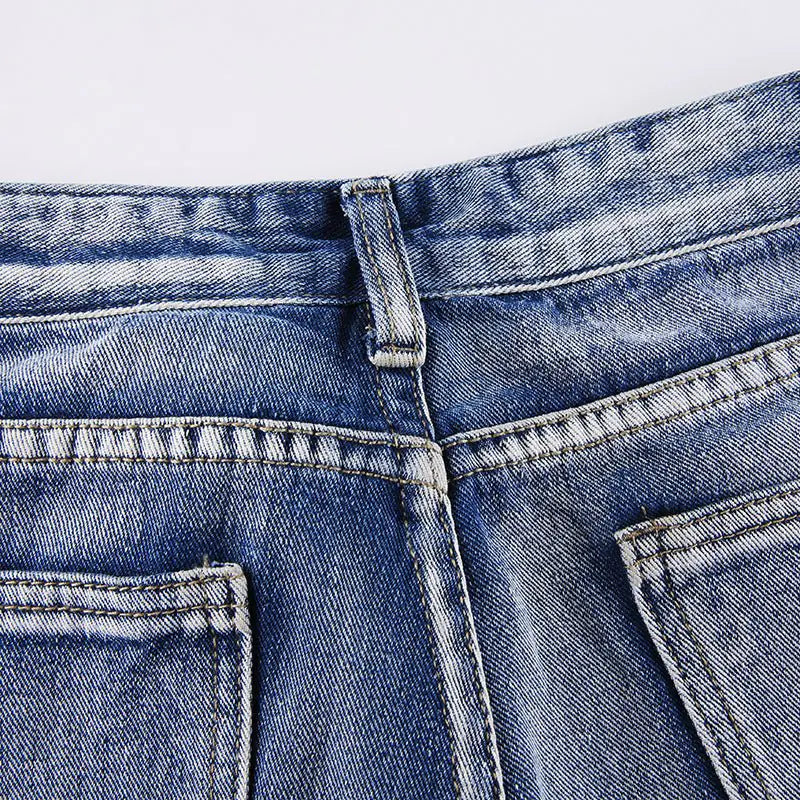 Alphabet Detail Straight Jeans-1