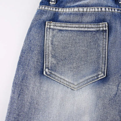 Alphabet Detail Straight Jeans-1