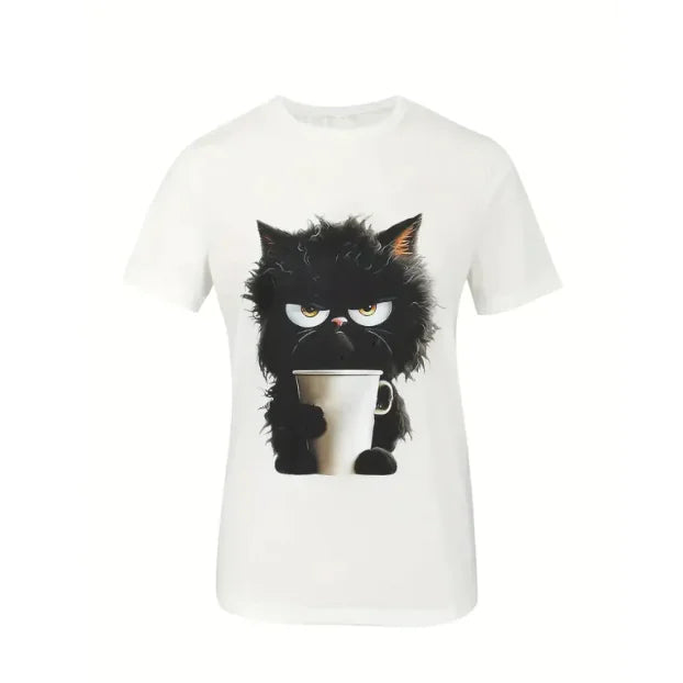 Ladies' Playful Cat Graphic Tee-1