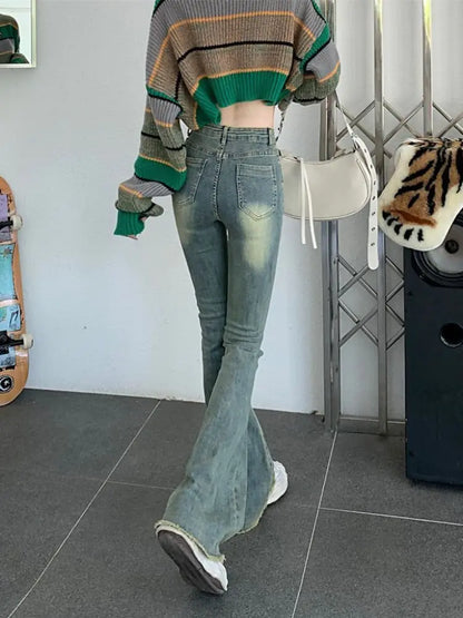 Retro High-Waist Flare Jeans-1