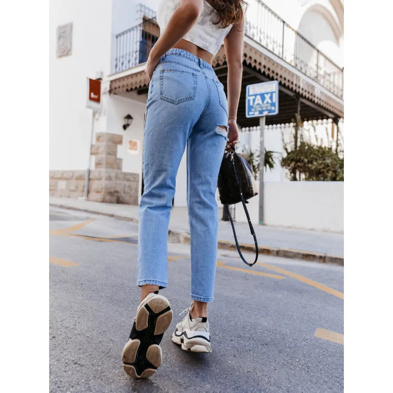 Trendy Ripped Straight-Leg Jeans-1